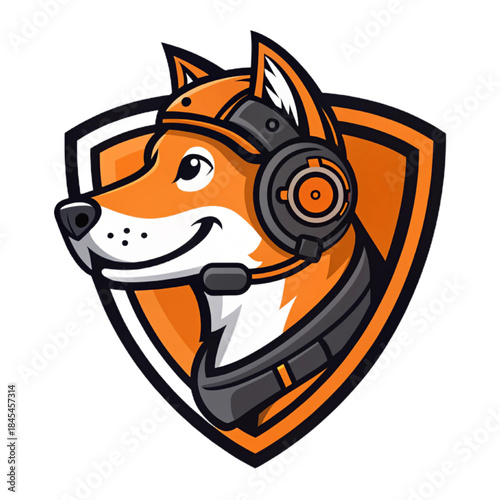 Messenger Bot Dog Esport Mascot Vector Logo Badge