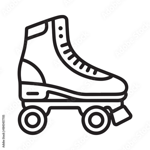 Simple black and white line drawing of a single roller skate