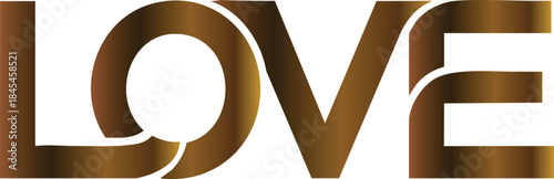 Gradient brown and white stylized text spelling out the word love with a heart shape in the letter O
