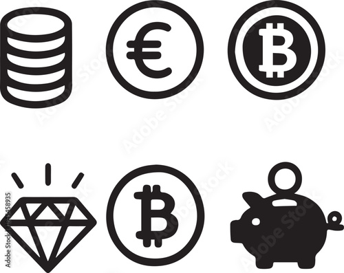 Cryptocurrency and Savings Icons