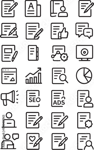 Writing and Digital Marketing Icons