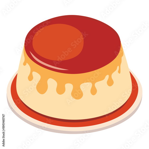 Flan Crème Caramel Vector. Classic Crème Caramel Vector. Ideal for dessert menus, bakery branding, food packaging, culinary blogs, posters, social media, and sweet-themed design projects
