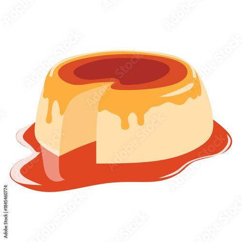 Flan Crème Caramel Vector. Flan Pudding Dessert Vector. Ideal for dessert menus, bakery branding, food packaging, culinary blogs, posters, social media, and sweet-themed design projects