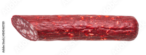 smoked sausages close-up on a white isolated background