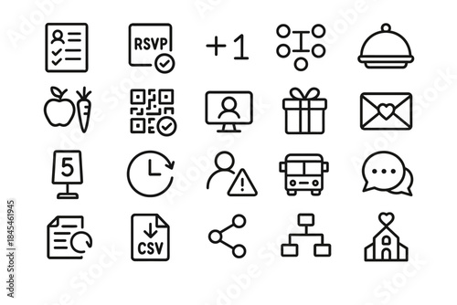 Vector set of business and communication icons for modern web design