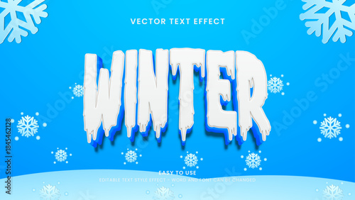 editable text effect winter 3d style vector 