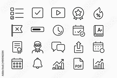 Collection of minimalist line art icons for various applications