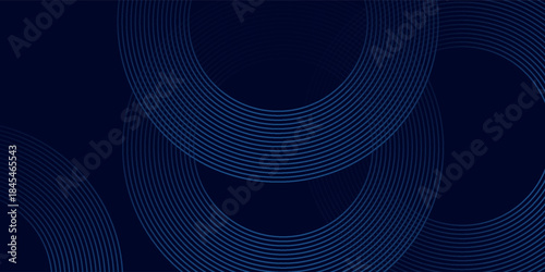 Blue abstract background with glowing circles. Swirl circular lines pattern. Geometric spiral. Twirl element. Modern graphic desi