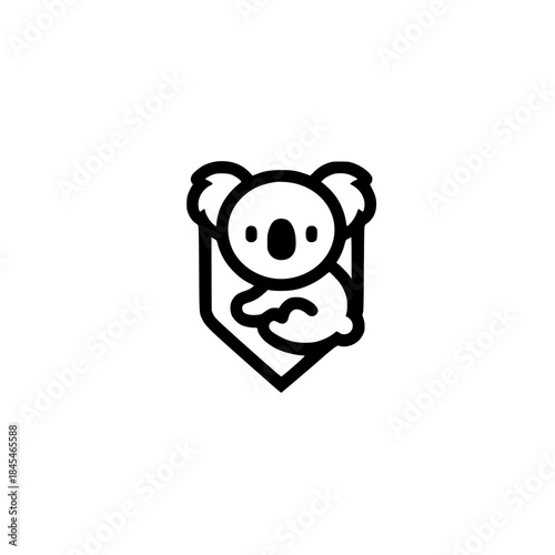 Shield with koala icon vector artwork depicting resilience safety defense and protective animal energy