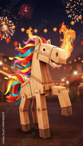 red fire horse 2026- chinese zodiac new year illustration	