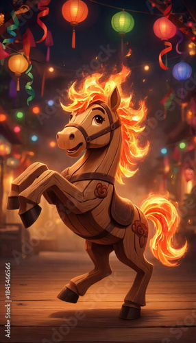 red fire horse 2026- chinese zodiac new year illustration	
