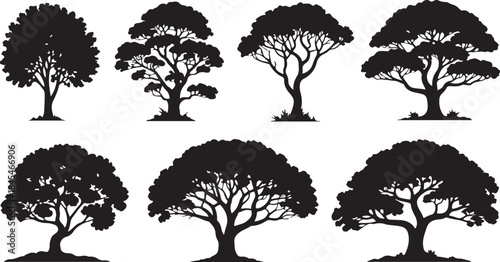 Collection of Silhouette Trees Nature Illustration Set
