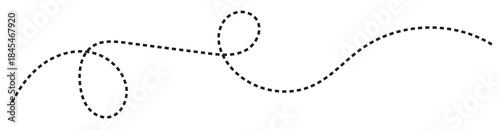 dotted arrow path with curved direction flow on transparent  background PNG