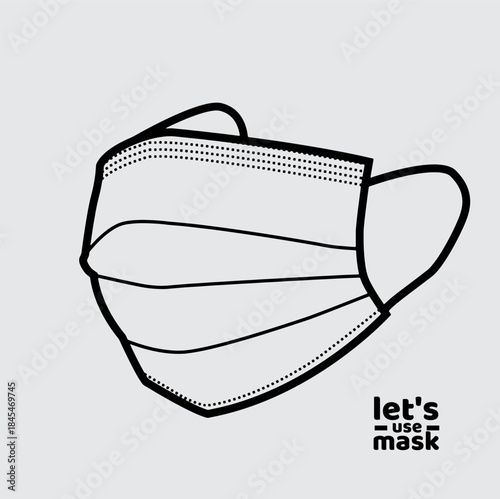 Minimal line illustration of a medical face mask promoting health awareness and safety. Suitable for public health campaigns, awareness videos, or educational content.