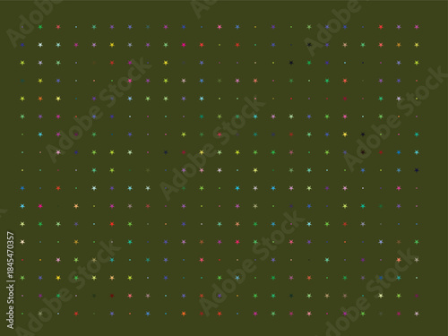 Abstract modern colorful dot grid pattern on dark olive green background