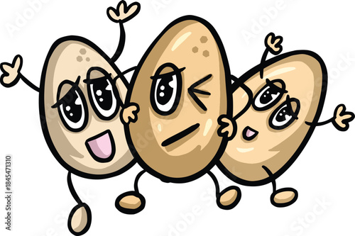 Funny cartoon egg eggs character mascots vector
