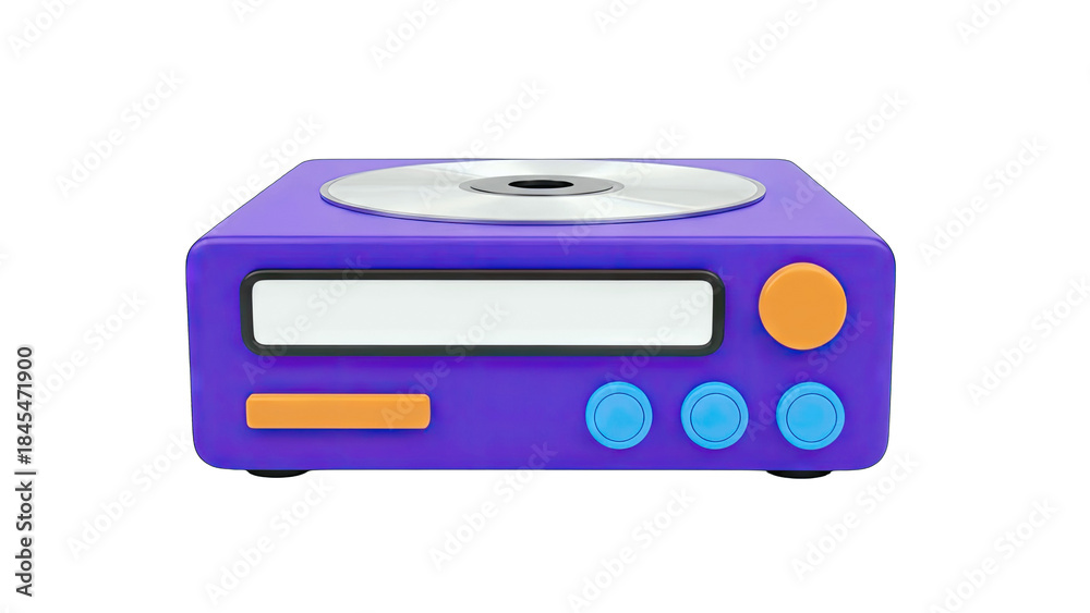Fototapeta premium 3D Rendered Purple CD Player on White Background