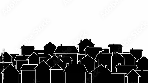 Silhouette of houses forming a dense urban skyline.