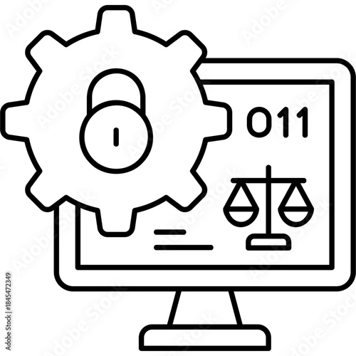 Line Art Cybersecurity Law Icon