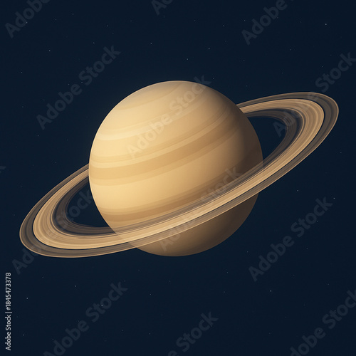 Realistic Vector Illustration of Saturn from space probe view