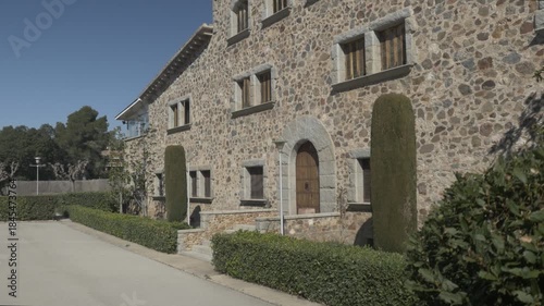 Old stone house Polecam jib door entrance facade windows up 1