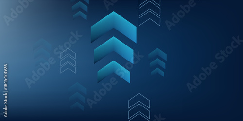 business arrow up growth technology on grid line dark blue background. graph stock market trading investment. chart trend profit income.