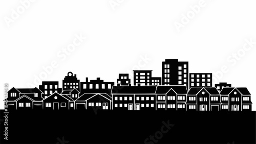 Silhouette of a City Skyline with Diverse Buildings.
