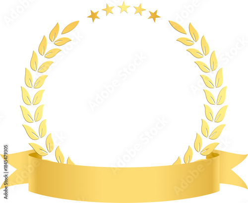 Golden Laurel Wreath with Ribbon Banner
