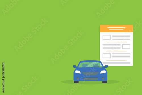 Car money finance credit concept or automobile insurance contract policy document form, tax expenses or cost price budget idea, vehicle accident coverage claim.	