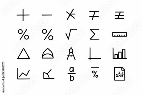 Mathematical symbols: operations, geometry, algebra, statistics