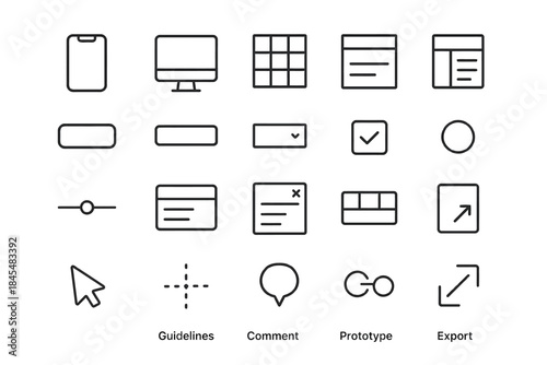 Minimalist user interface icon set for digital design and development