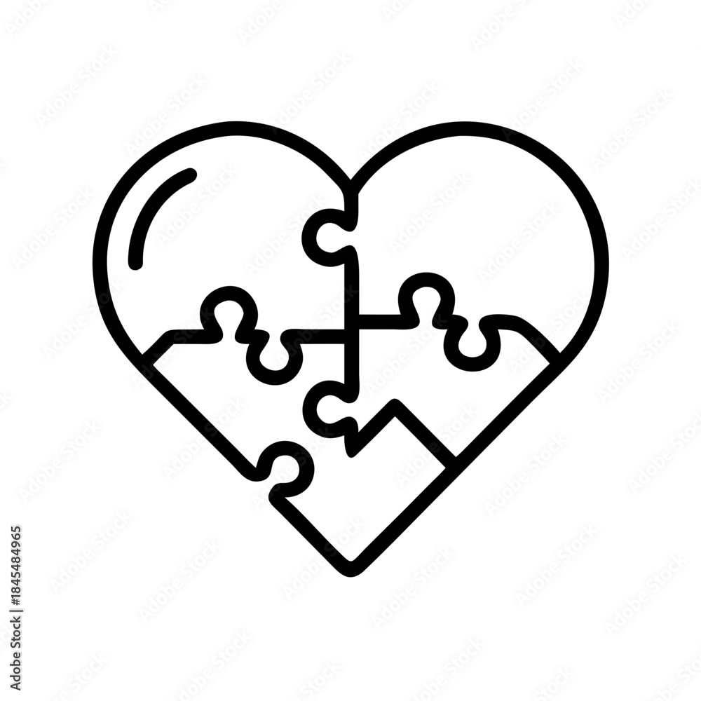 Obraz premium Heart made of puzzle pieces jigsaw love symbol