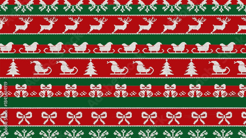A cozy winter celebration features a charming seamless knitted pattern, showcasing traditional holiday motifs for festive decoration.