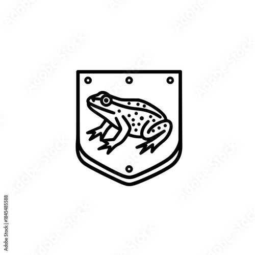 Frog icon enclosed in shield vector design concept for safety resilience defense and secure protection