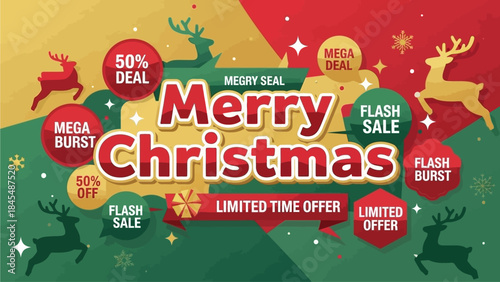 Eye-Catching Holiday Promotion Banner Featuring Festive Sales and Exclusive Seasonal Savings