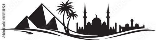 Egypt skyline, Egypt cityscape, Egypt. design Vector black silhouette