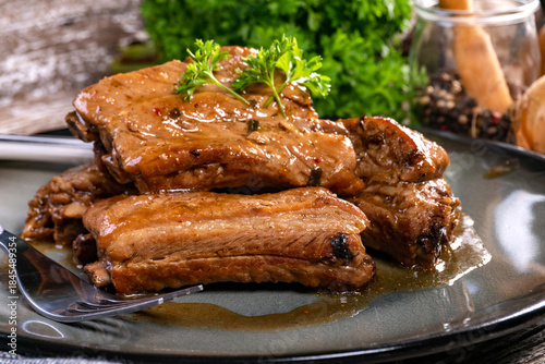 Tableau sur toile Braised pork ribs.