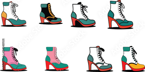 Eight Fashionable Ankle Boots With High Heels In Various Colors