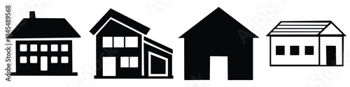 Vector set of house thin line icons. 