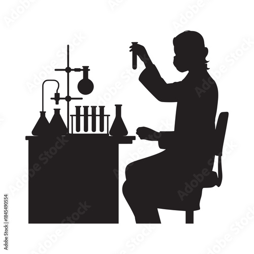 Silhouette of a scientist conducting experiments in a laboratory setting