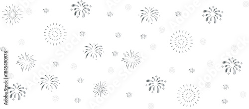 Firework Modern on white background. Festive fireworks with brightly shining sparks. New Year's Eve fireworks. Multicolored fireworks on isolated transparent background