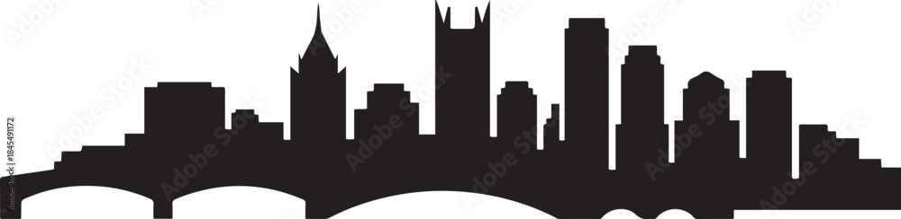 Obraz premium Vector silhouette illustration of Pittsburgh City urban skyline. design Vector black silhouette
