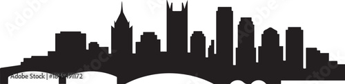 Vector silhouette illustration of Pittsburgh City urban skyline. design Vector black silhouette