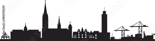Hamburg. The city skyline. design Vector black silhouette