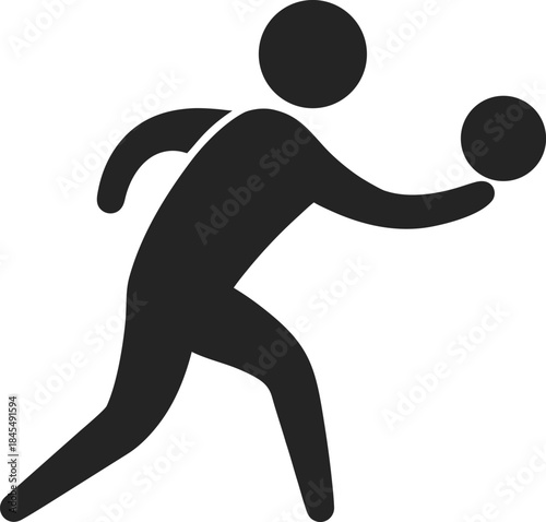 Silhouette icon of a table tennis player hitting a ping pong ball