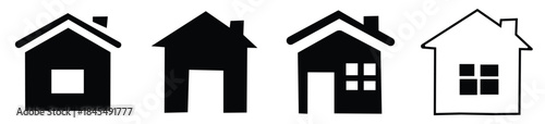 Vector set of house thin line icons. 