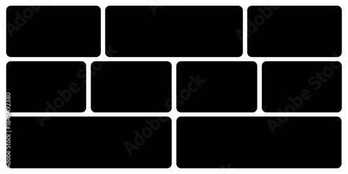 Template photo collage 9 pictures empty for album, trendy bendo graphic design elements, moodboard