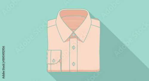 A folded shirt in pastel colors is shown in a flat lay.