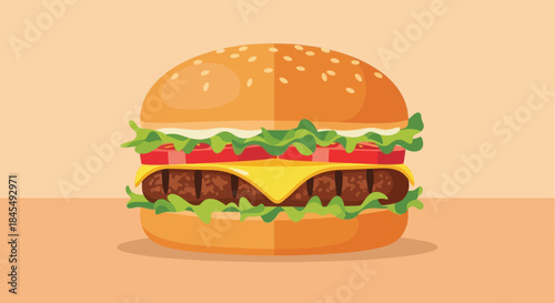 Delicious looking burger with fresh ingredients.