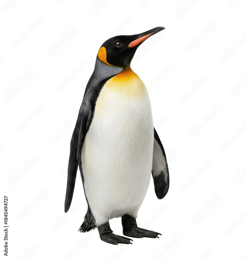Fototapeta premium Single king penguin standing isolated on white background